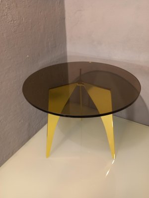 Rotondo Table in Polished Solid Brass and Bronzed Glass-OHK-1306530