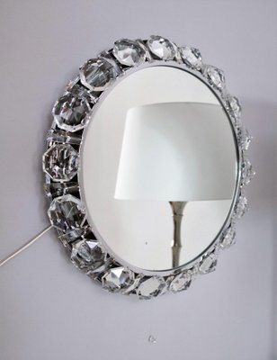 Round Backlit Wall Mirror with Chrome and Crystal Glass by Bakalowits, 1960s-VNE-965942