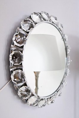 Round Backlit Wall Mirror with Chrome and Crystal Glass by Bakalowits, 1960s-VNE-965942