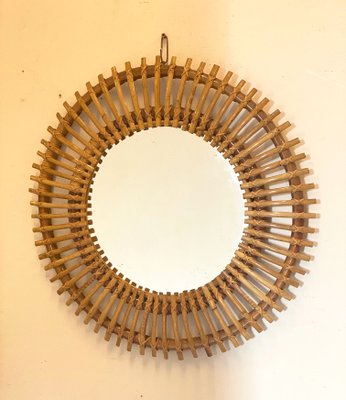 Round Bamboo Mirror, 1970s-NPC-1016397