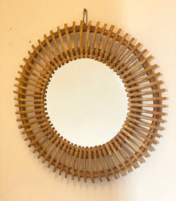 Round Bamboo Mirror, 1970s-NPC-1016397