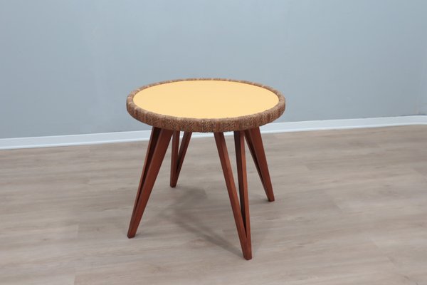 Round Beech and Straw Side Table by Augusto Romano, 1940s-ZQ-2041835