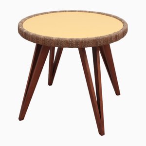 Round Beech and Straw Side Table by Augusto Romano, 1940s-ZQ-2041835