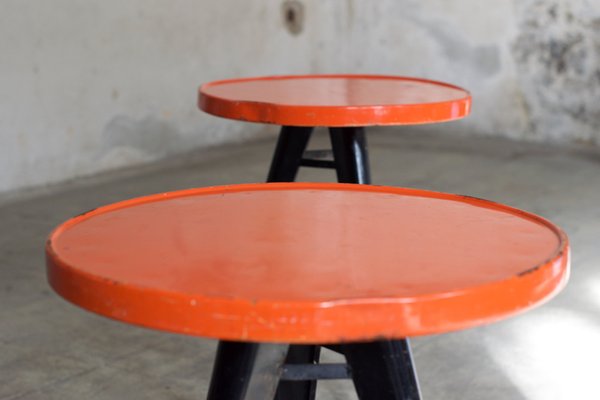 Round Bistro Tables in Tholix Metal by Xavier Pauchard, 1960s, Set of 2-LA-1752181