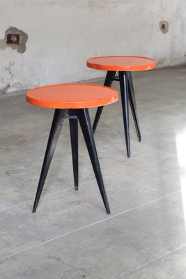 Round Bistro Tables in Tholix Metal by Xavier Pauchard, 1960s, Set of 2-LA-1752181