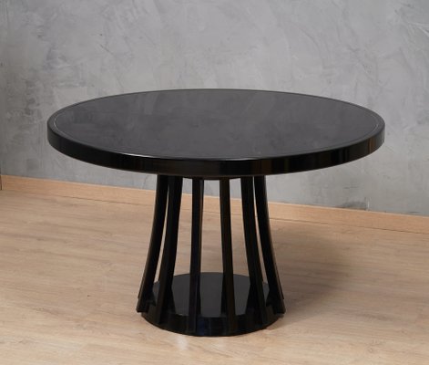 Round Black Wood Dinning Table by Angelo Mangiarotti, 1970-UH-1737084