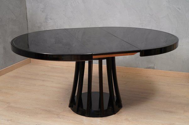 Round Black Wood Dinning Table by Angelo Mangiarotti, 1970-UH-1737084