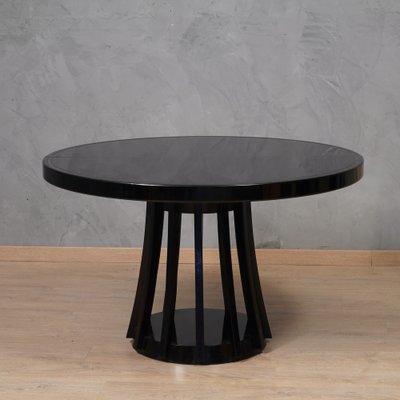 Round Black Wood Dinning Table by Angelo Mangiarotti, 1970-UH-1737084