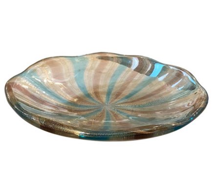 Round Blue, Brown and Gold Murano Glass Centerpiece in the Style of Fulvio Bianconi, 1970s-NMK-930787