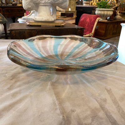 Round Blue, Brown and Gold Murano Glass Centerpiece in the Style of Fulvio Bianconi, 1970s-NMK-930787