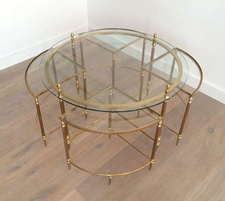 Round Brass Coffee Table in Neoclassical Style from Maison Baguès-BA-1365571