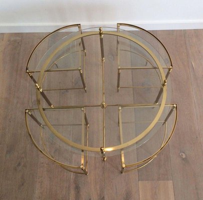 Round Brass Coffee Table in Neoclassical Style from Maison Baguès-BA-1365571