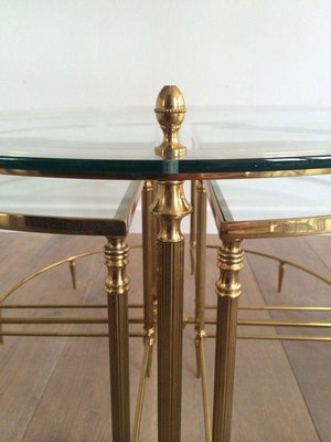 Round Brass Coffee Table in Neoclassical Style from Maison Baguès-BA-1365571