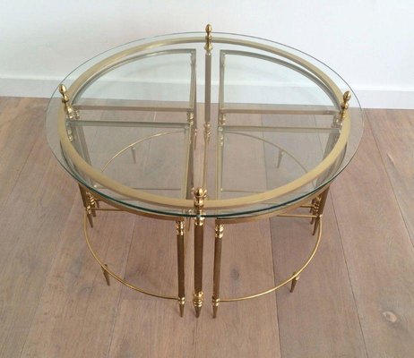 Round Brass Coffee Table in Neoclassical Style from Maison Baguès-BA-1365571