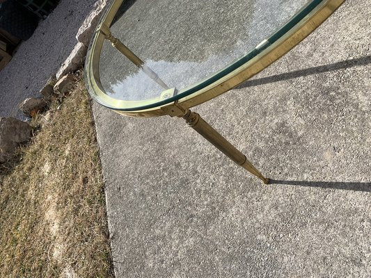 Round Brass Coffee Table with Glass Top, 1970s-OXJ-1169727