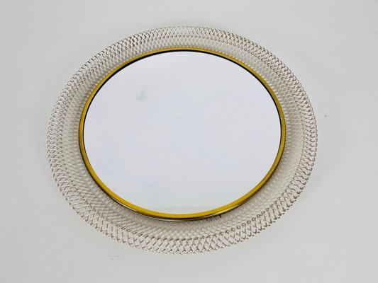 Round Brass Framed Wall Mirror, Italy, 1960s-PUK-1416524