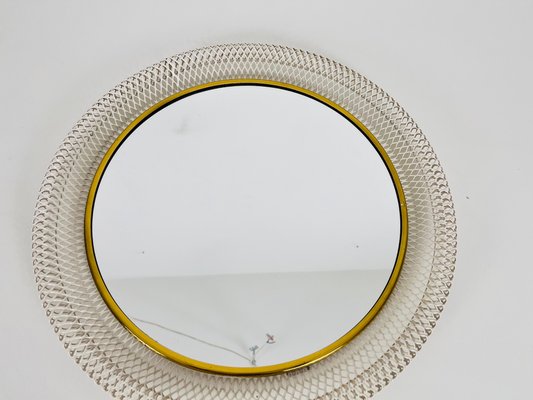 Round Brass Framed Wall Mirror, Italy, 1960s-PUK-1416524