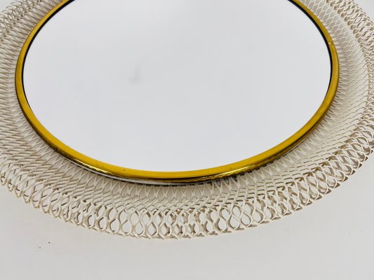 Round Brass Framed Wall Mirror, Italy, 1960s-PUK-1416524