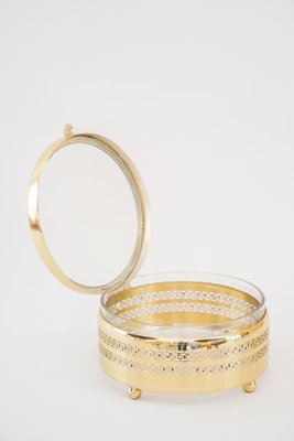 Round Brass & Glass Cookie Box, Vienna, 1920s-SPD-1017484