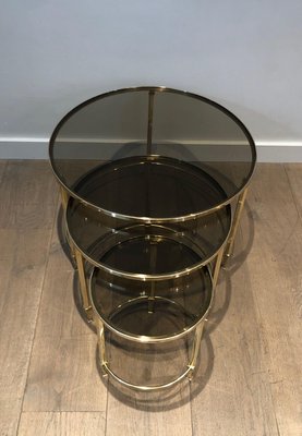 Round Brass Nesting Tables from Maison Ramsay, Set of 3-BA-1365350