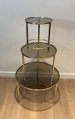 Round Brass Nesting Tables from Maison Ramsay, Set of 3-BA-1365350