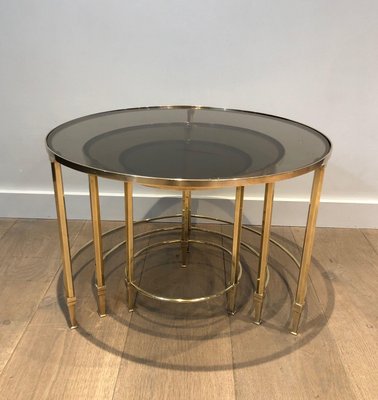 Round Brass Nesting Tables from Maison Ramsay, Set of 3-BA-1365350