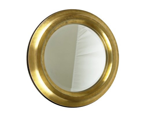 Round Brass & Nickel Plated Metal Mirrors, 1960s, Set of 2-RD-1819550