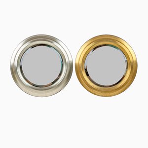 Round Brass & Nickel Plated Metal Mirrors, 1960s, Set of 2-RD-1819550