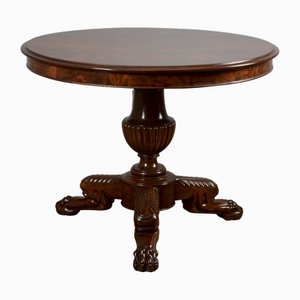 Round Center Table in Walnut with Three Victorian Style Carved Feet-RAQ-2034149