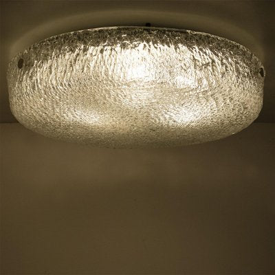 Round Clear Textured Glass Flush Mount, Limburg, 1970s-VDW-2036503