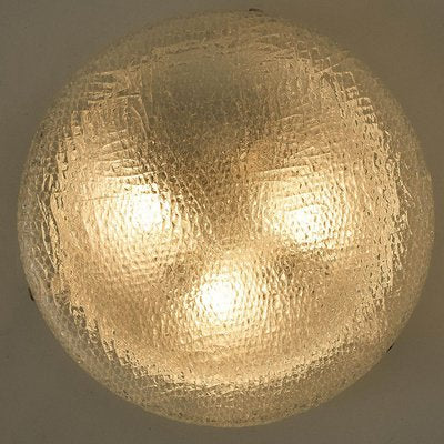 Round Clear Textured Glass Flush Mount, Limburg, 1970s-VDW-2036503