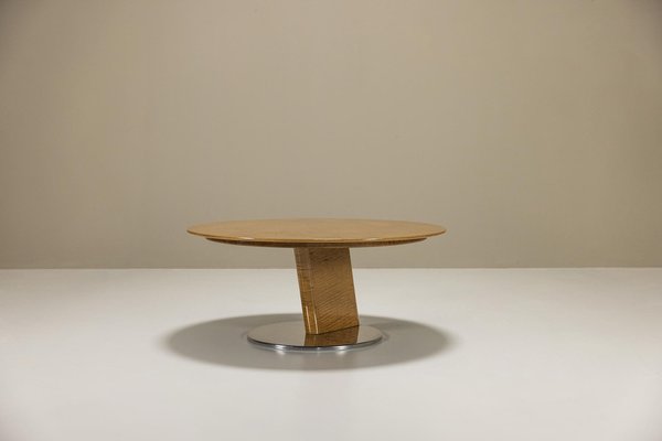 Round Coffee Table in Birds Eye Maple and Aluminum by Sergio Saporiti, Italy, 1980s-UQV-1791009