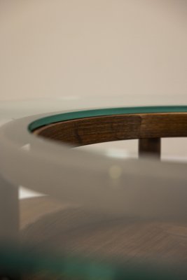 Round Coffee Table in Glass and Teak by Gianfranco Frattini for Cassina, Italy, 1950s-UQV-1790737