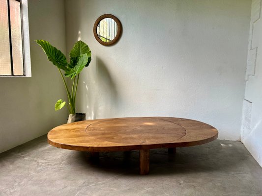 Round Coffee Table in Oak by Pierre Chapo, 1950s-WKI-2023682