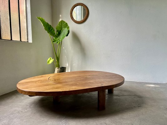 Round Coffee Table in Oak by Pierre Chapo, 1950s-WKI-2023682