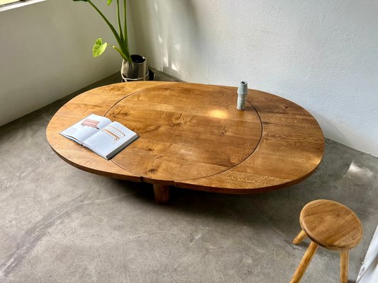 Round Coffee Table in Oak by Pierre Chapo, 1950s-WKI-2023682