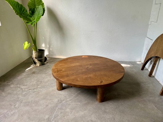 Round Coffee Table in Oak by Pierre Chapo, 1950s-WKI-2023682