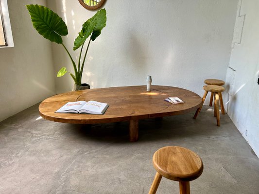 Round Coffee Table in Oak by Pierre Chapo, 1950s-WKI-2023682