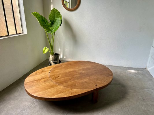 Round Coffee Table in Oak by Pierre Chapo, 1950s-WKI-2023682