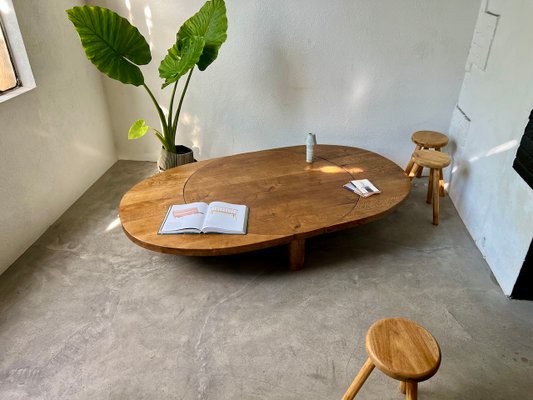 Round Coffee Table in Oak by Pierre Chapo, 1950s-WKI-2023682