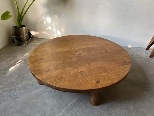 Round Coffee Table in Oak by Pierre Chapo, 1950s-WKI-2023682