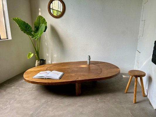 Round Coffee Table in Oak by Pierre Chapo, 1950s-WKI-2023682