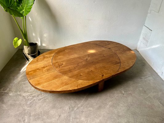 Round Coffee Table in Oak by Pierre Chapo, 1950s-WKI-2023682