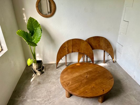 Round Coffee Table in Oak by Pierre Chapo, 1950s-WKI-2023682