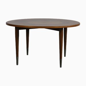 Round Coffee Table in Walnut and Metal attributed to Gio Ponti, Italy, 1950s-IVC-2017175