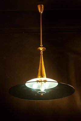 Round Crystal and Brass Chandelier by Max Ingrand for Fontana Arte, 1940s-MBH-1031618