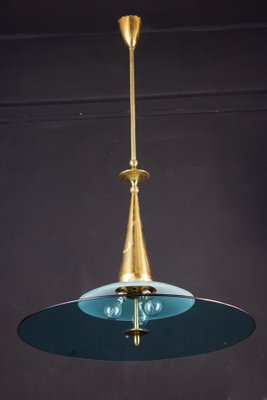 Round Crystal and Brass Chandelier by Max Ingrand for Fontana Arte, 1940s-MBH-1031618