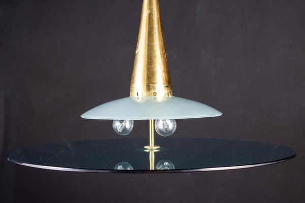 Round Crystal and Brass Chandelier by Max Ingrand for Fontana Arte, 1940s-MBH-1031863