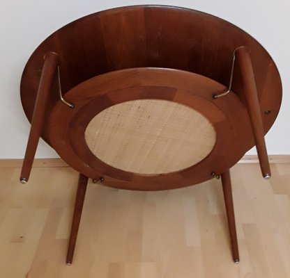 Round Danish Teak Minerva Coffee Table with Reed Storage Compartment by Peter Hvidt & Orla Molgaard-Nielsen for France & Son, 1960s-HOI-1408703