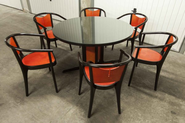 Round Dining Table & Armchairs, Set of 7-VQY-1371588